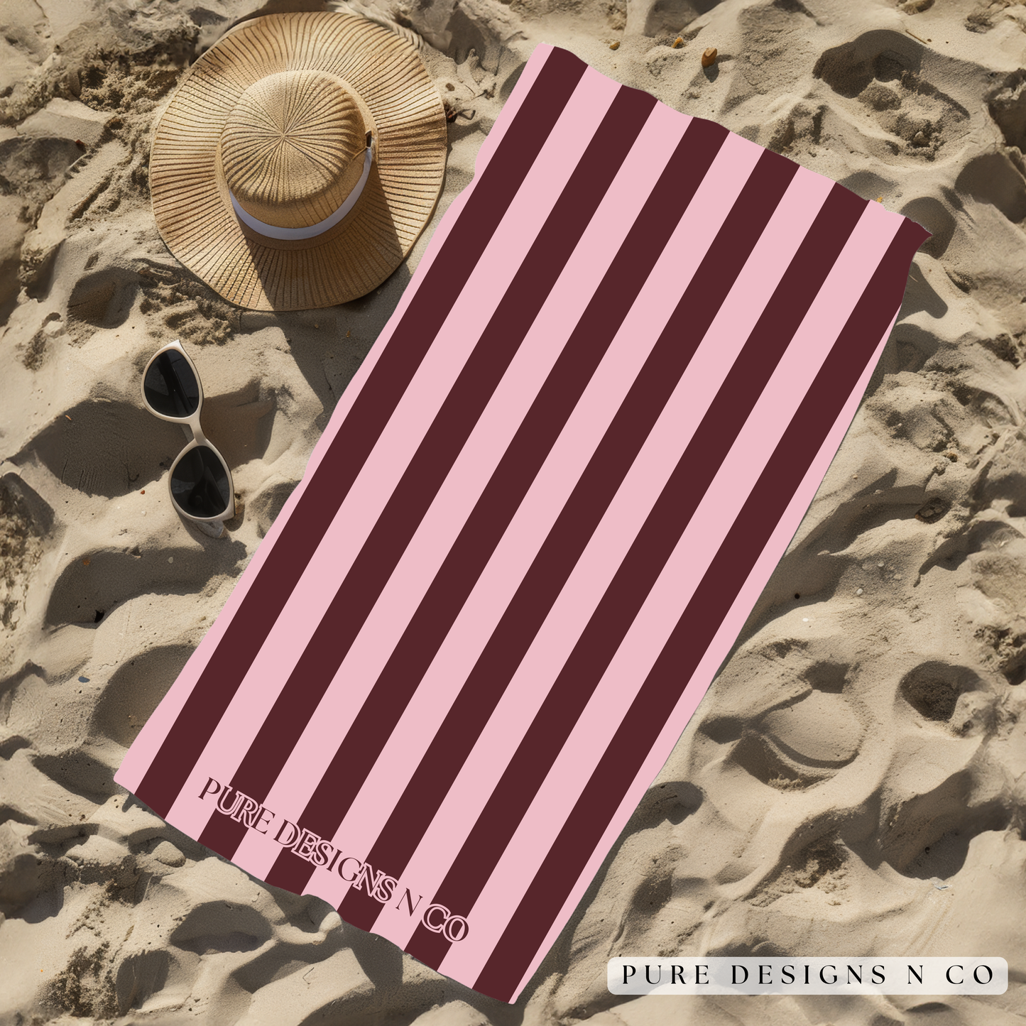 PRE ORDER BROWN AND PINK STRIPED TOWEL