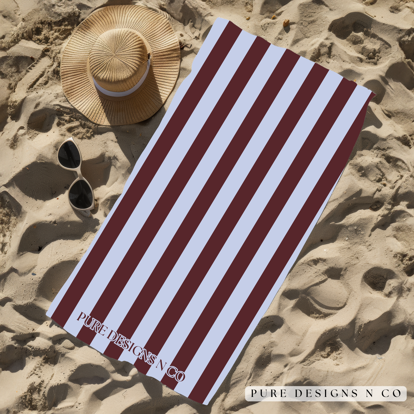 PRE ORDER BROWN AND BLUE STRIPED TOWEL