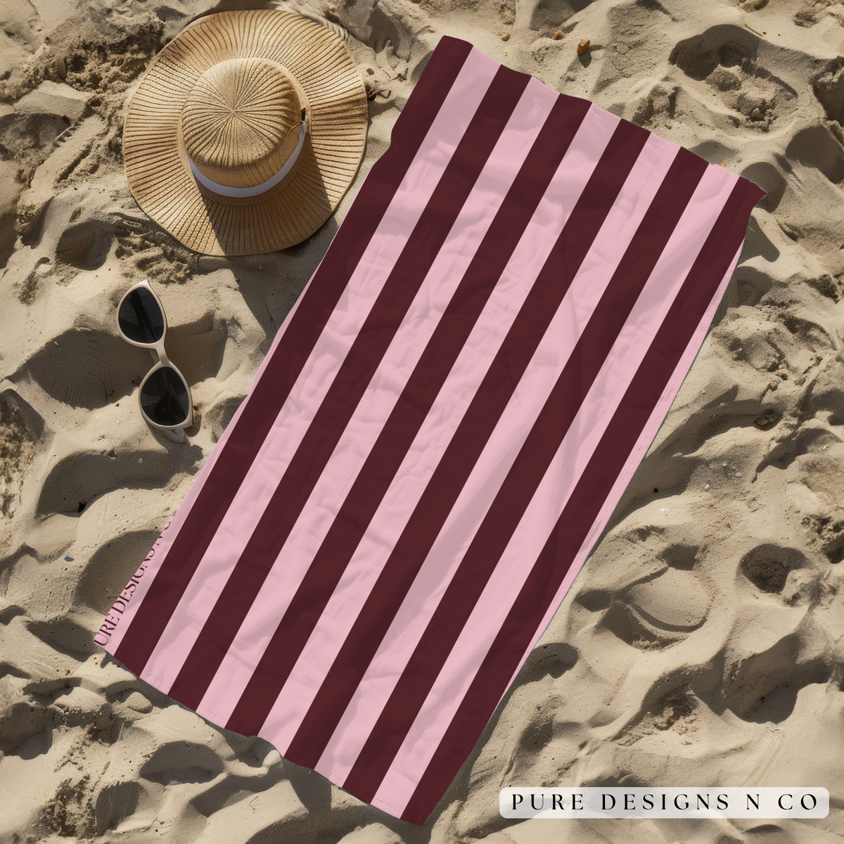 PRE ORDER - BROWN AND PINK STRIPED TOWEL