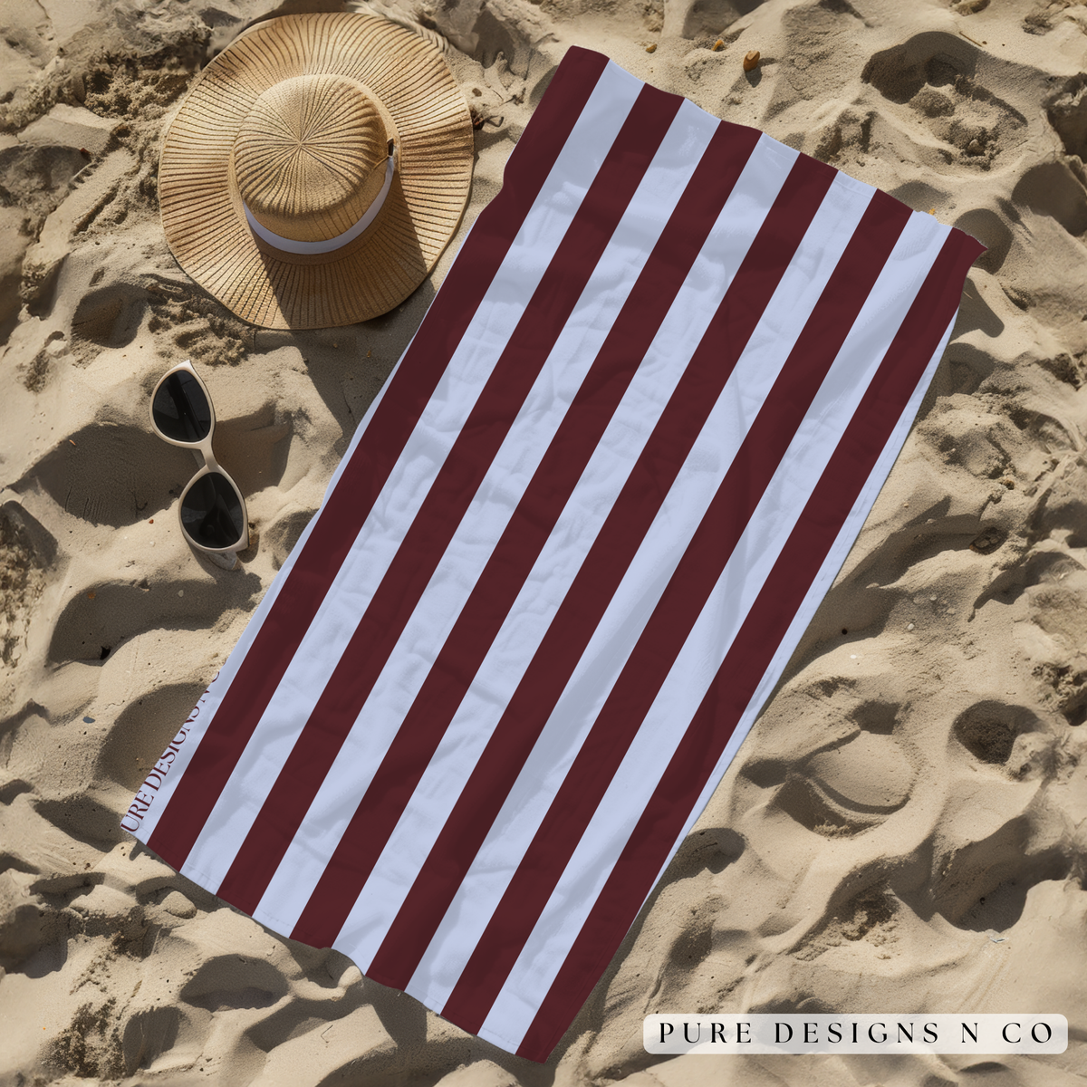 PRE ORDER - BROWN AND BLUE STRIPED TOWEL