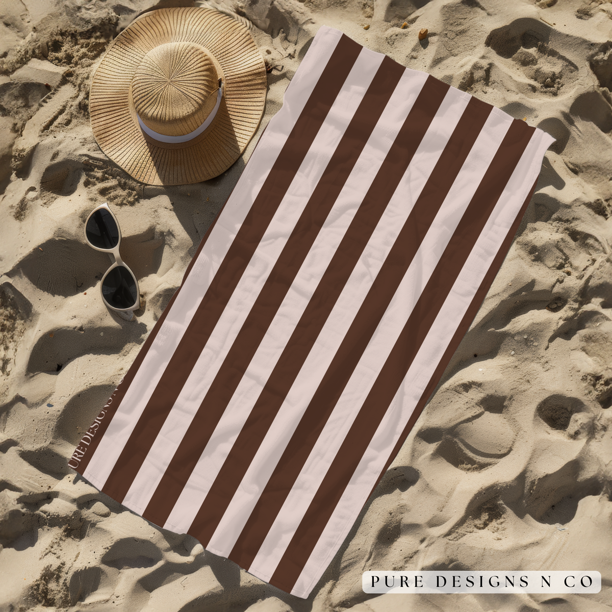 PRE ORDER - BROWN AND BEIGE STRIPED TOWEL