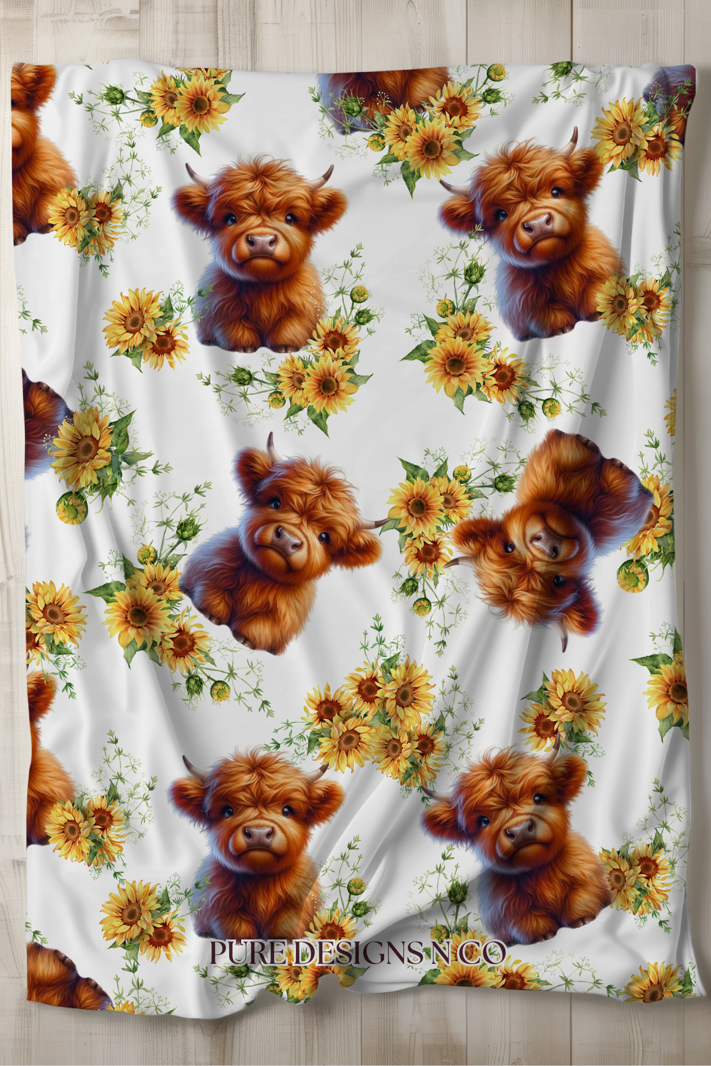 PRE ORDER - LARGE SUNFLOWER HIGHLAND COW BLANKET