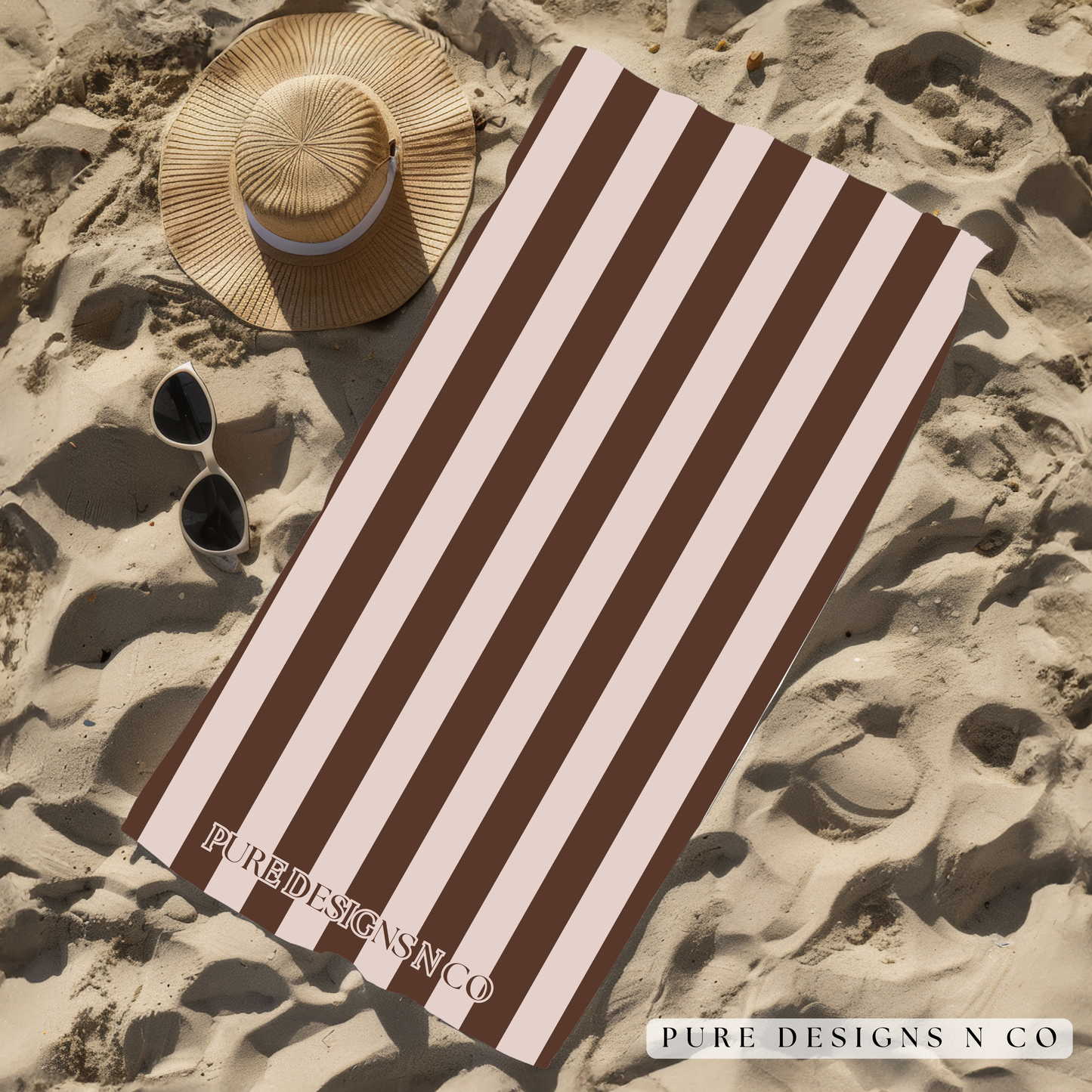 PRE ORDER BROWN AND BEIGE STRIPED TOWEL