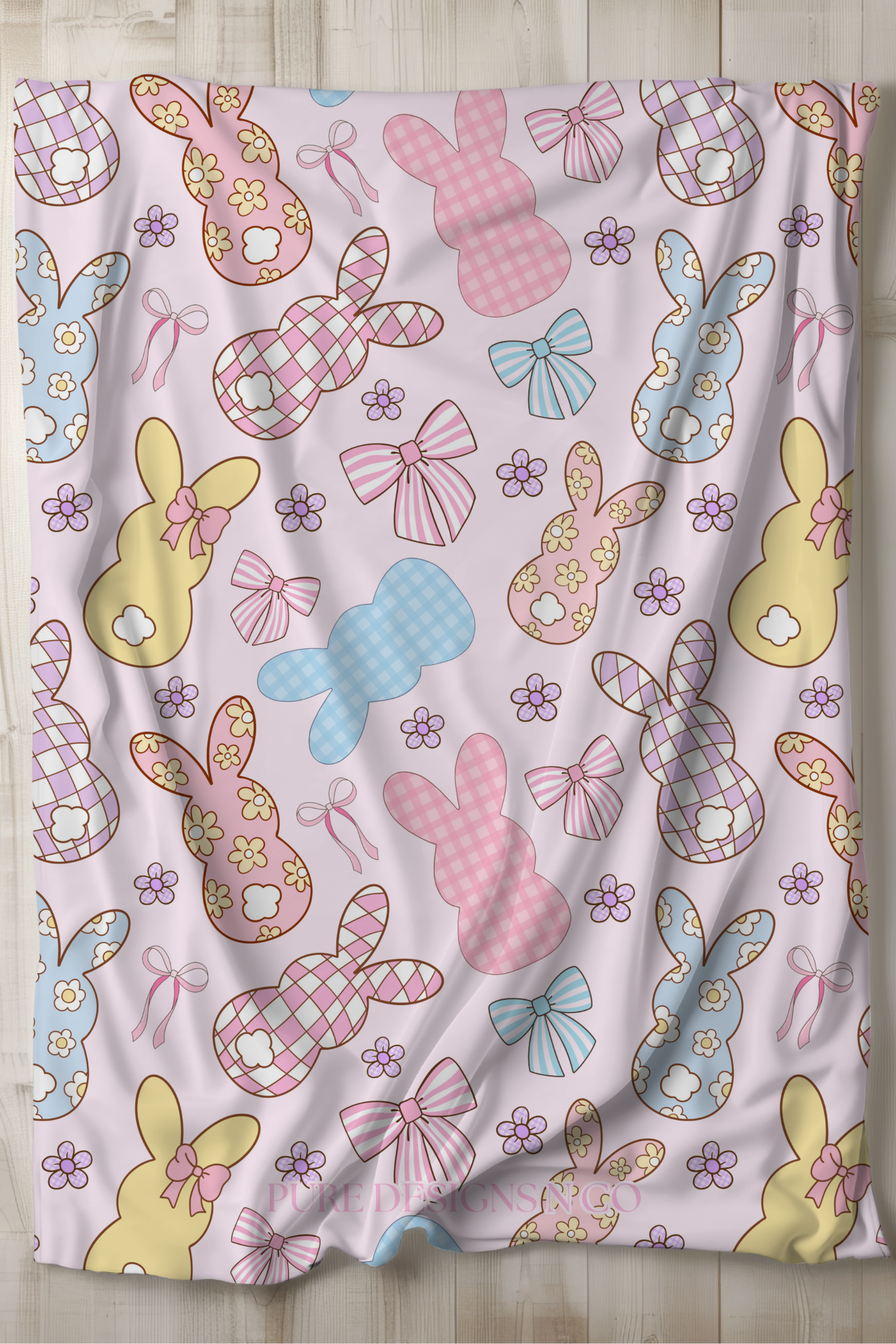 PRE ORDER - LARGE PINK BOWS EASTER BUNNY BLANKETS