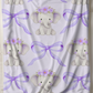 PRE ORDER - LARGE PURPLE ELEPHANT BOWS BLANKET
