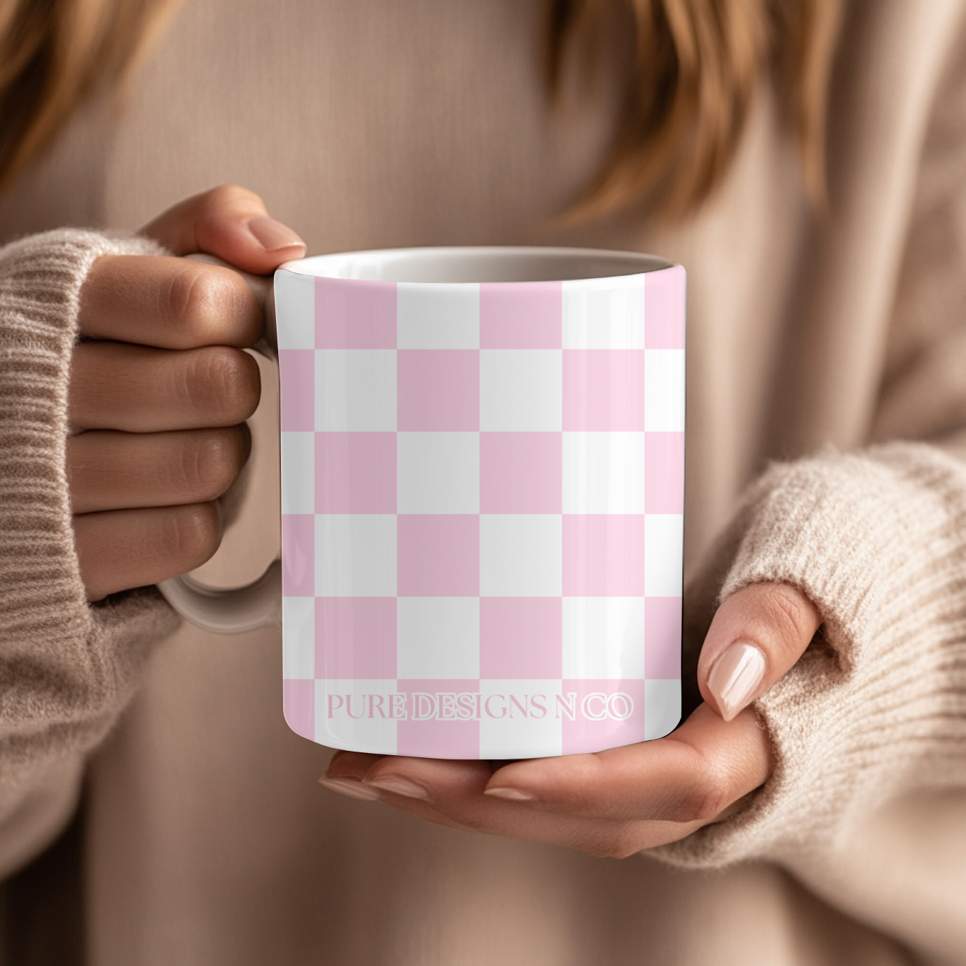 PINK CHECKERED MUG (15OZ)
