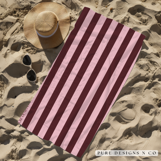 PRE ORDER - BROWN AND PINK STRIPED TOWEL