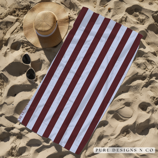PRE ORDER - BROWN AND BLUE STRIPED TOWEL