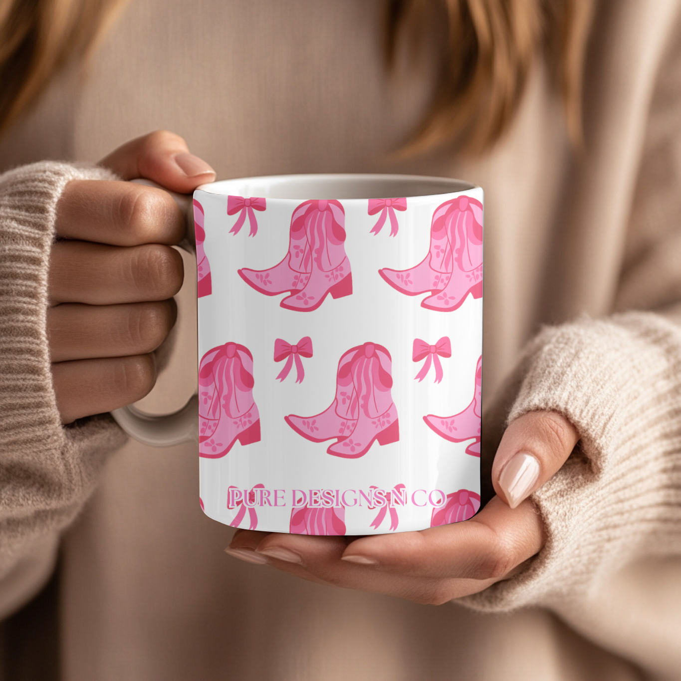 PINK BOOTS AND BOWS MUG (15OZ)