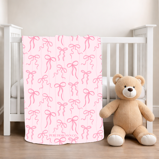 PRE ORDER - BABY PINK BOWS BLANKET