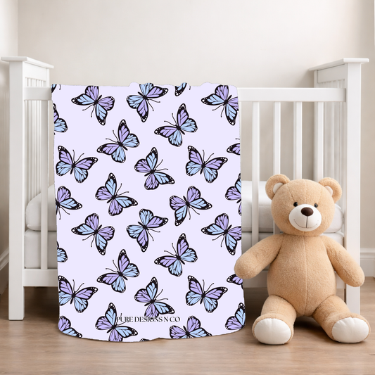 PRE ORDER - BABY PURPLE BUTTERFLIES BLANKET