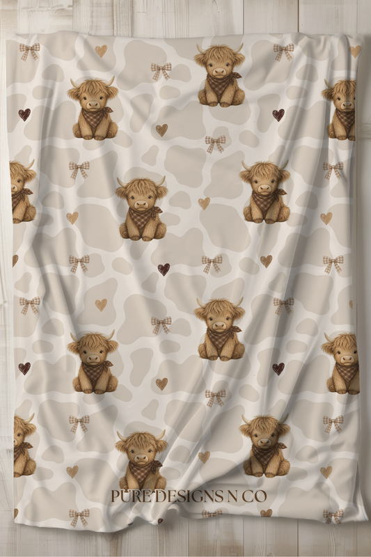 PRE ORDER - CHOCOLATE HIGHLAND COW BLANKET