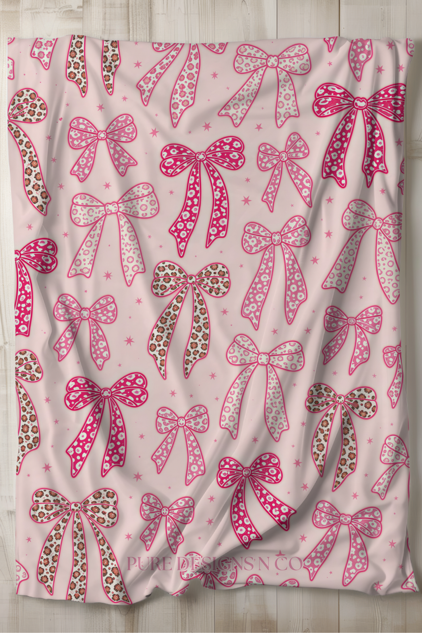 PRE ORDER - PINK LEOPARD BOWS BLANKET