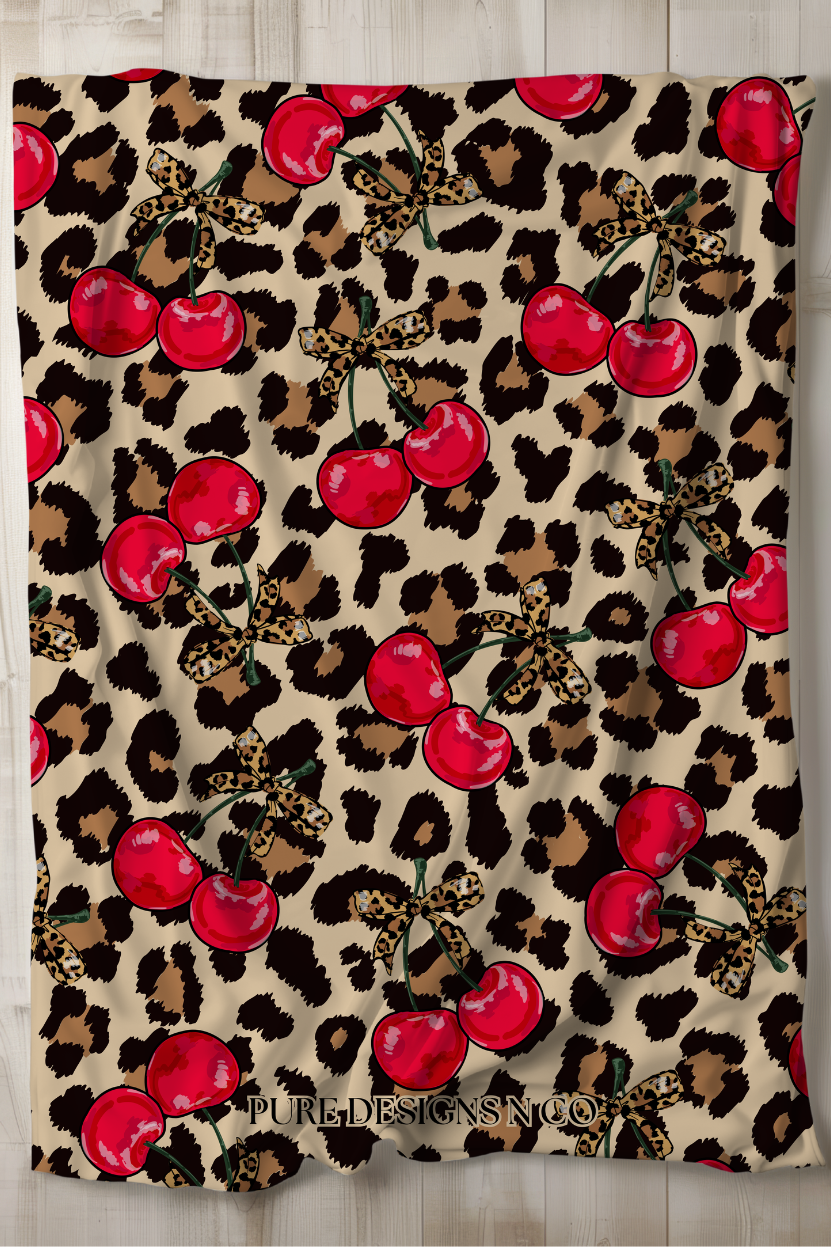 PRE ORDER - LARGE EXCLUSIVE LEOPARD CHERRY BLANKET