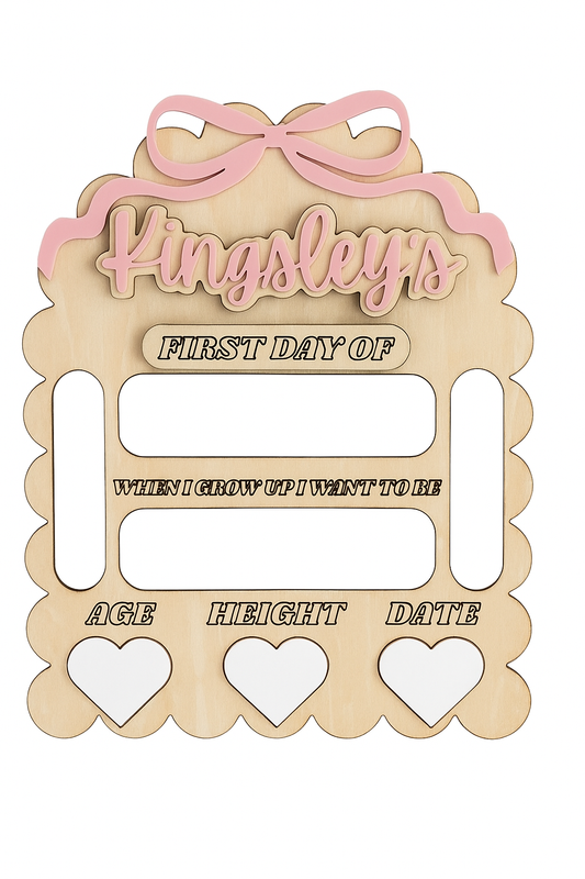 BOW FIRST AND LAST DAY BOARD WITH HANDLES