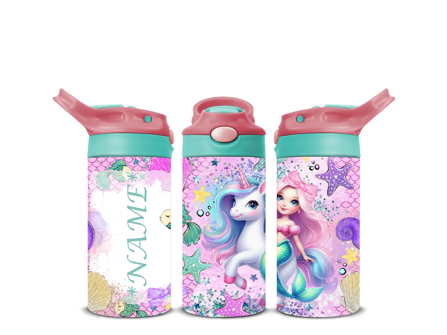 PERSONALISED PRINCESS UNICORNS 12OZ INSULATED DRINK BOTTLE