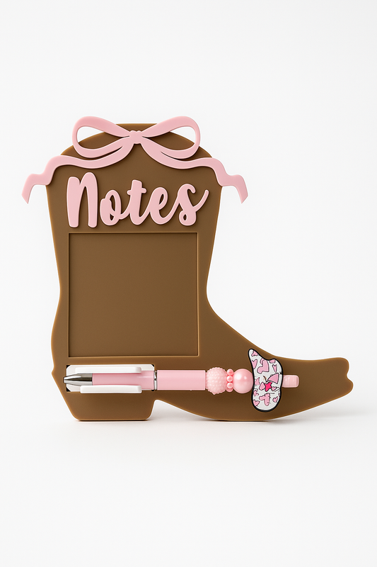 PERSONALISED COUNTRY BOOT STICKY NOTE HOLDER WITH PEN HOLDER