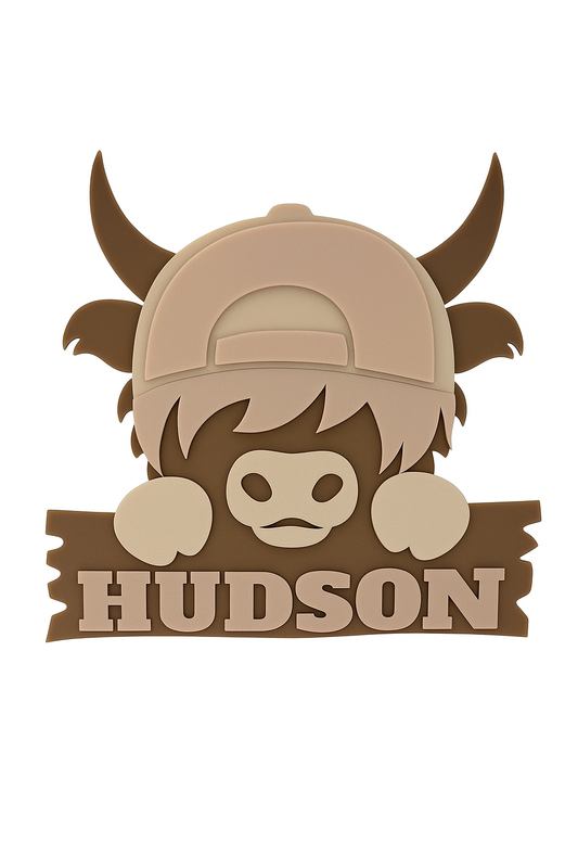PERSONALISED BOY HIGHLAND COW SIGN