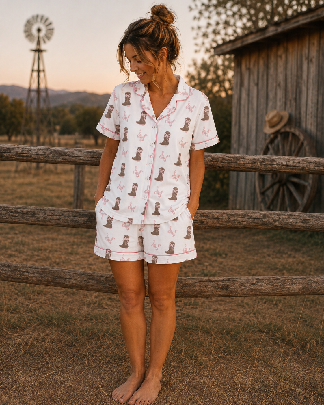 WOMENS COSY COWGIRL PJ SET