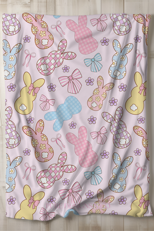 PRE ORDER - LARGE PINK BOWS EASTER BUNNY BLANKETS