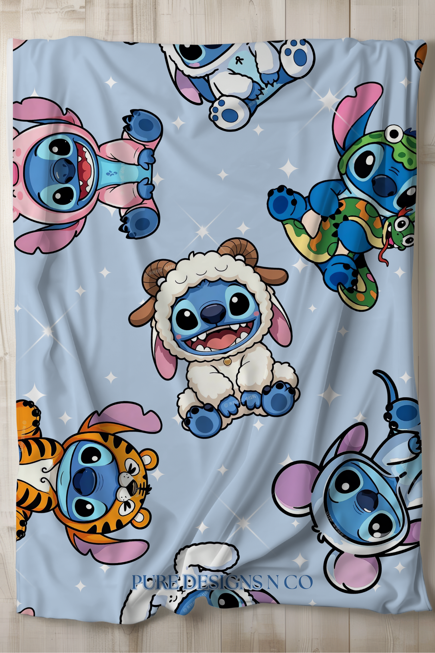 READY TO SHIP- LARGE BLUE MAN ANIMALS BLANKET