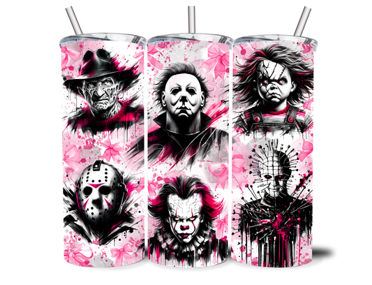 PINK HORROR BOWS 20OZ INSULATED TUMBLER