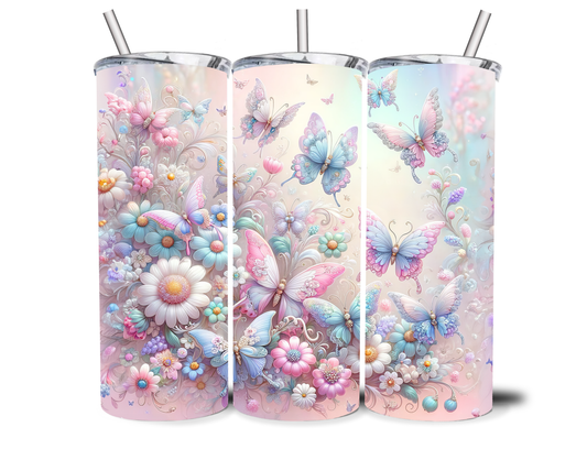 PASTEL BUTTERFLIES 20OZ INSULATED TUMBLER