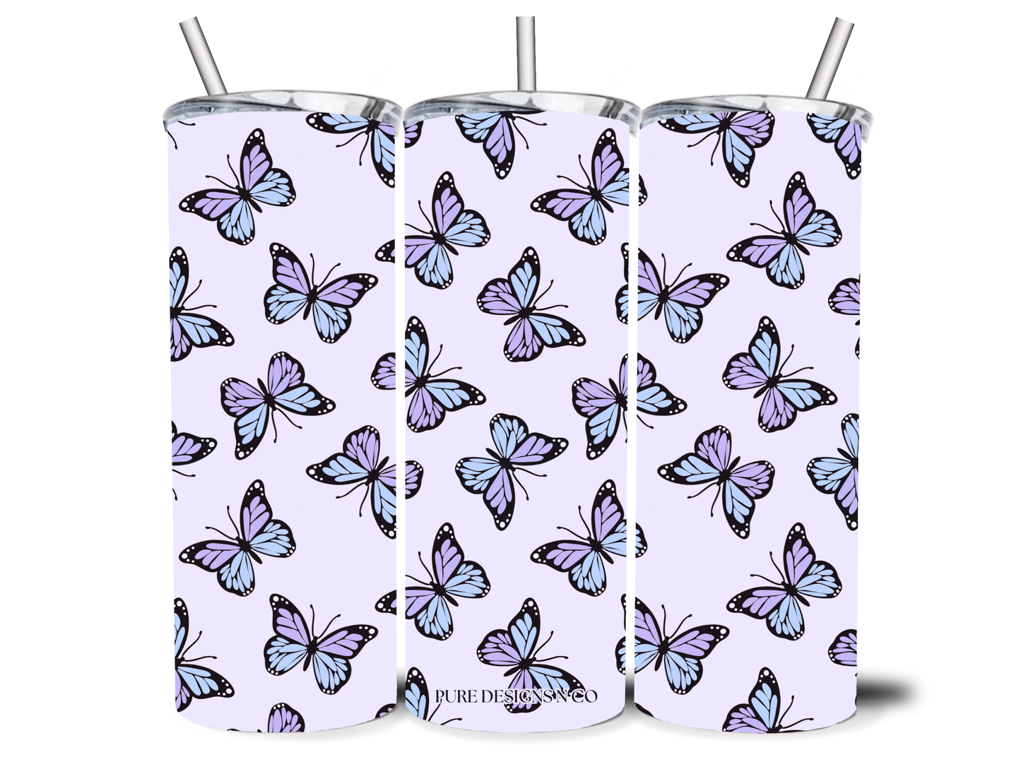 PURPLE BUTTERFLIES 20OZ INSULATED TUMBLER