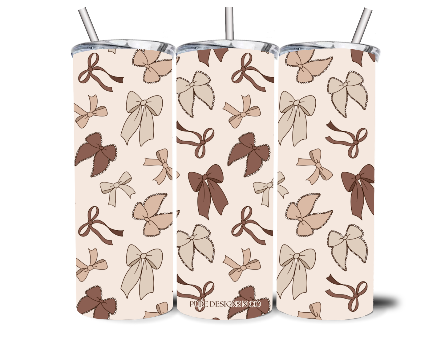 BEIGE BOWS 20OZ INSULATED TUMBLER