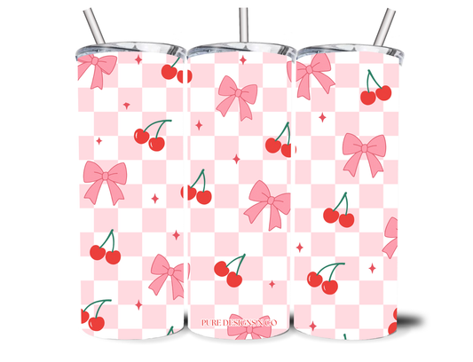 CHECKERED CHERRY BOWS 20OZ INSULATED TUMBLER
