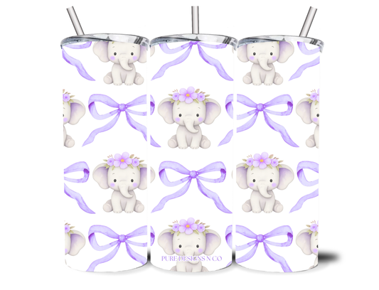 PURPLE ELEPHANT BOWS 20OZ INSULATED TUMBLER