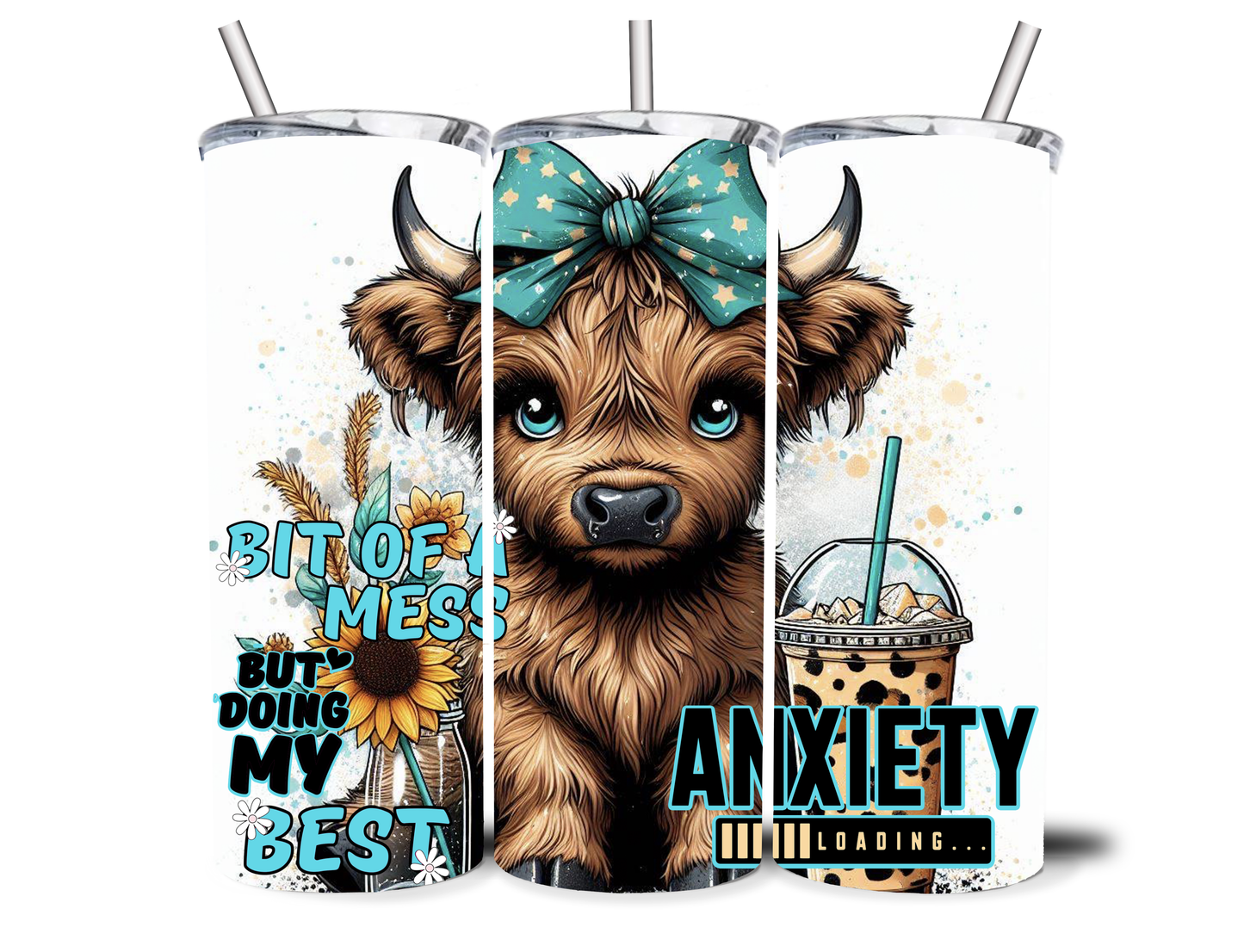 HIGHLAND COW ANXIETY 20OZ INSULATED TUMBLER