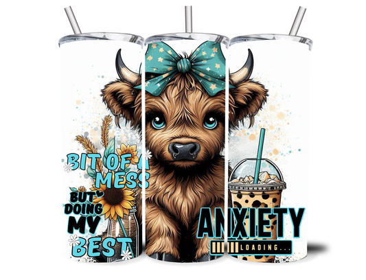HIGHLAND COW ANXIETY 20OZ INSULATED TUMBLER