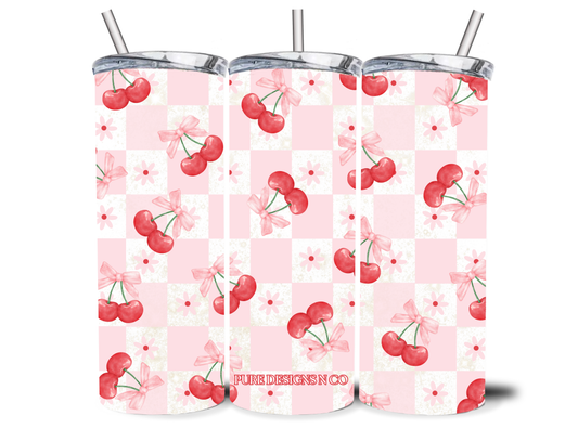 CHECHERED CHERRY 20OZ INSULATED TUMBLER